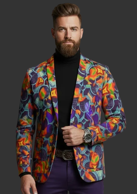 “Botanic Nebula”  Unisex V-neck Knitted Fleece Cardigan With Button Closure