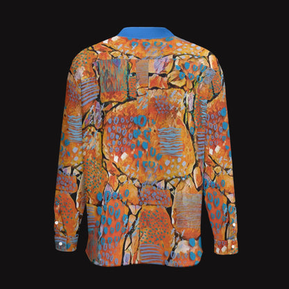 “Azure Canyon” Business Long-Sleeved Imitation Linen Shirt