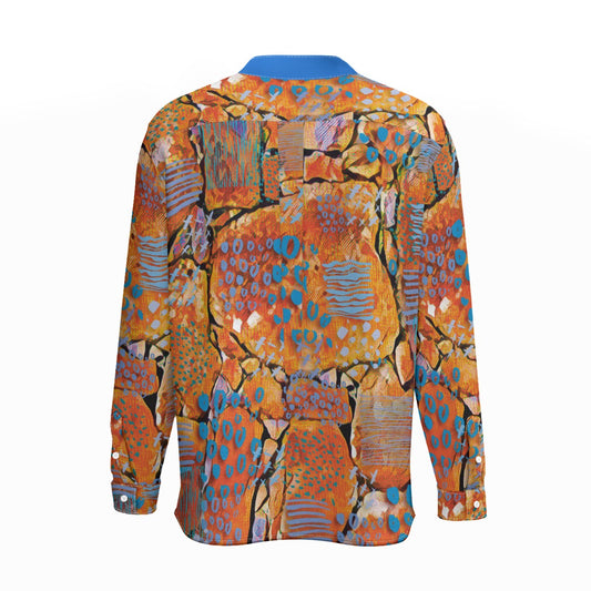 “Azure Canyon” Business Long-Sleeved Imitation Linen Shirt