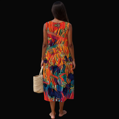 “Chromatic Fusion Dress” Sleeveless Dress|125GSM Slub Cotton