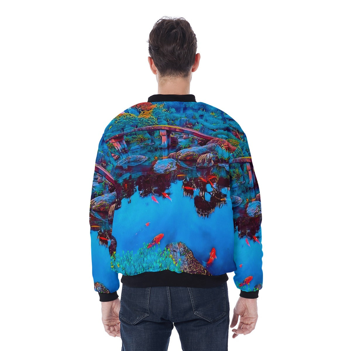 “Oriental Paradise”  Men's Bomber Jacket With Sleeve Pocket
