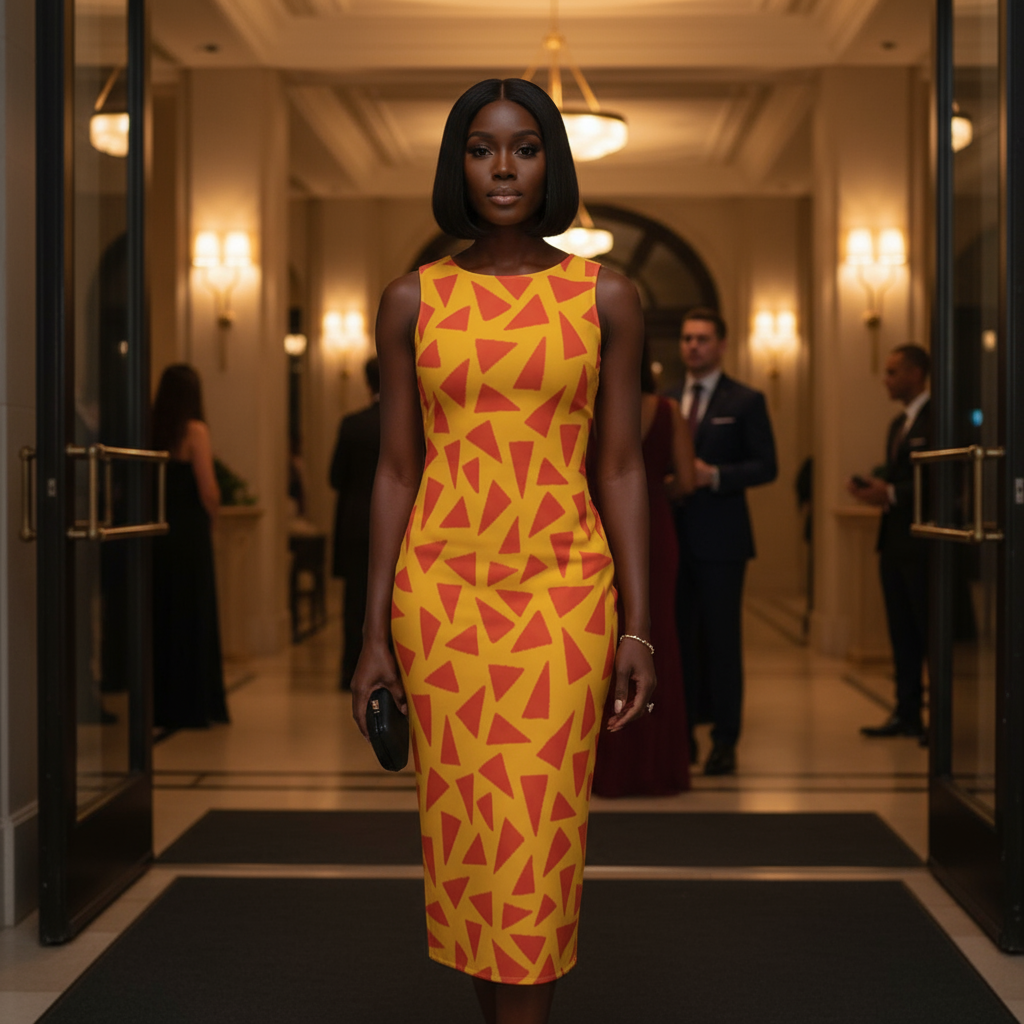 “Tangerine Tease” Women's Beach Perspective Chiffon Sleeveless Dress