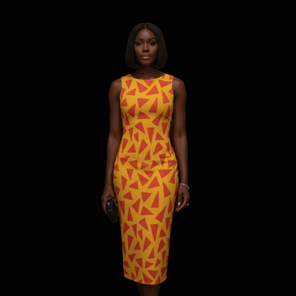 “Tangerine Tease” Women's Beach Perspective Chiffon Sleeveless Dress