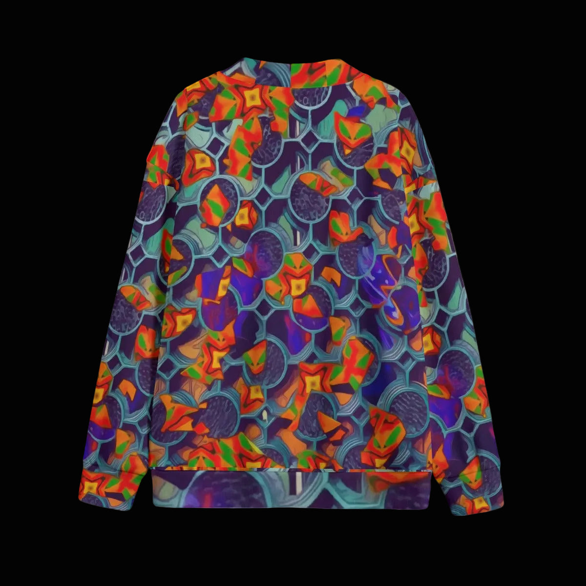 “Botanic Nebula”  Unisex V-neck Knitted Fleece Cardigan With Button Closure