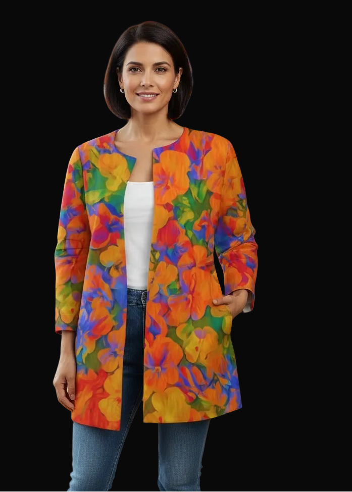 “Colour Garden”  Women's Faux Sweater Cardigan