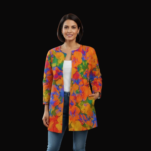 “Colour Garden”  Women's Faux Sweater Cardigan