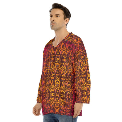 “Tribal Sunset” Men's V-neck Ice Hockey Jersey