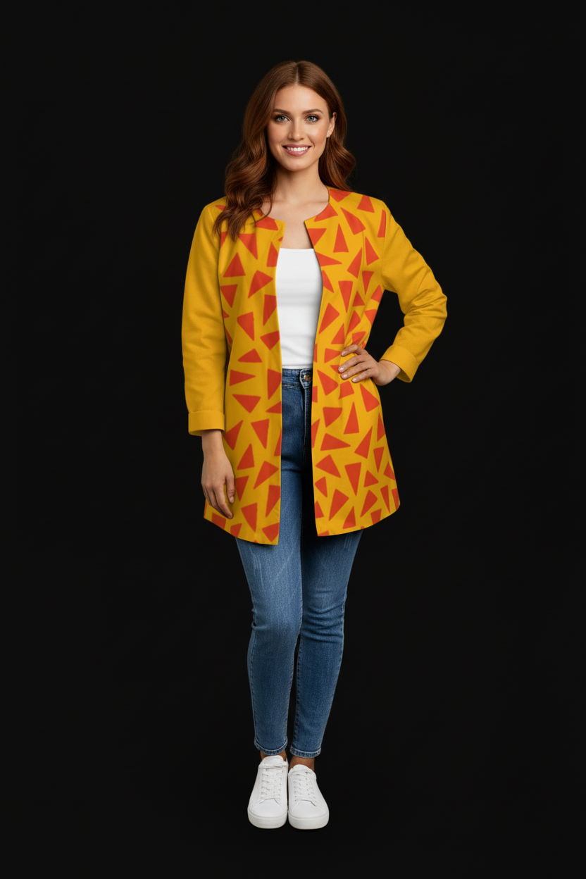 “Tangerine Tease” Women's Faux Sweater Cardigan