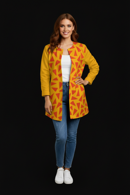 “Tangerine Tease” Women's Faux Sweater Cardigan
