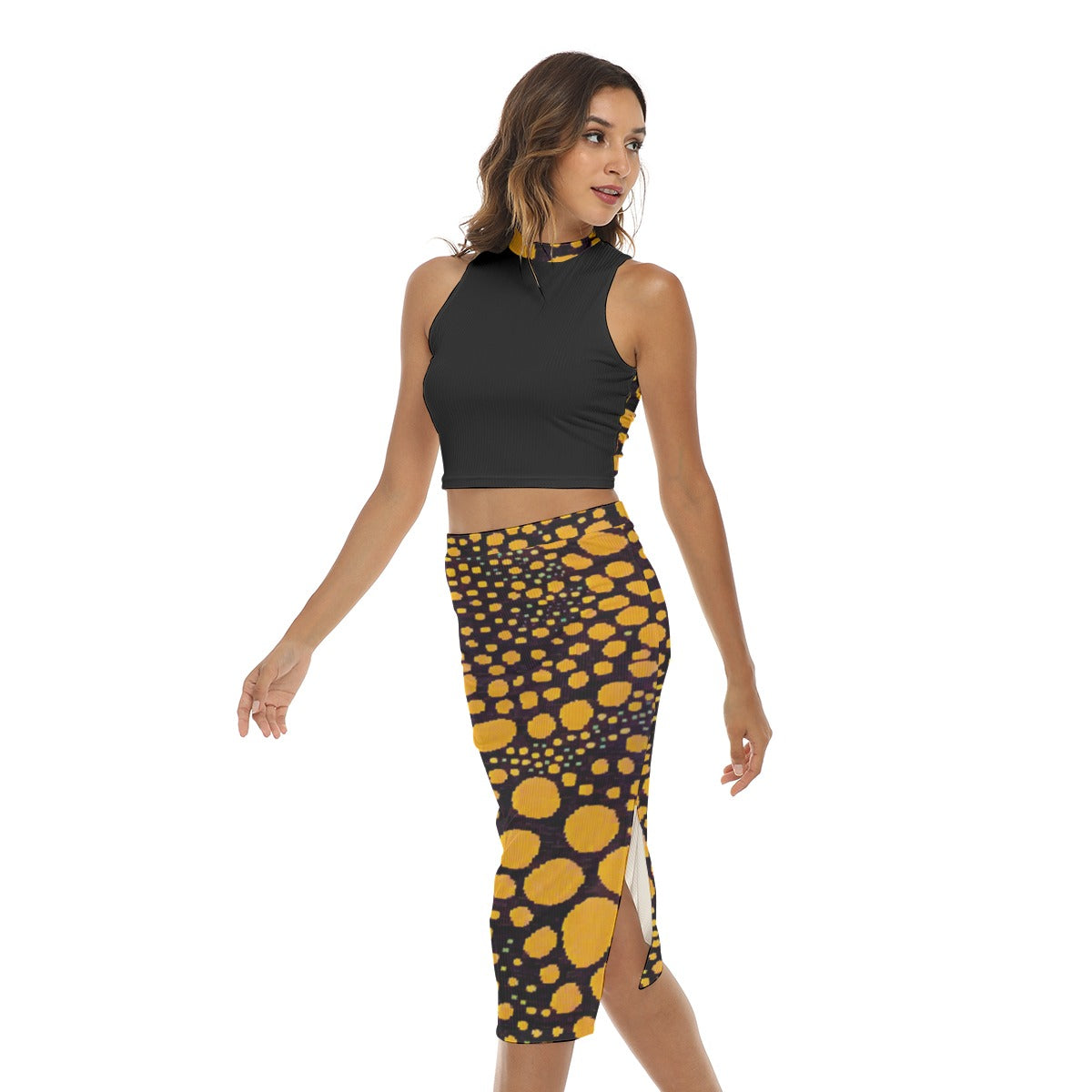 “Spot Me” Tank Top & Split High Skirt Set