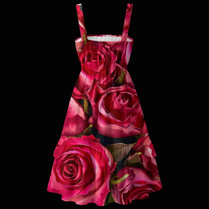 “Rose Red” Women‘s Ruffle Hem Dress