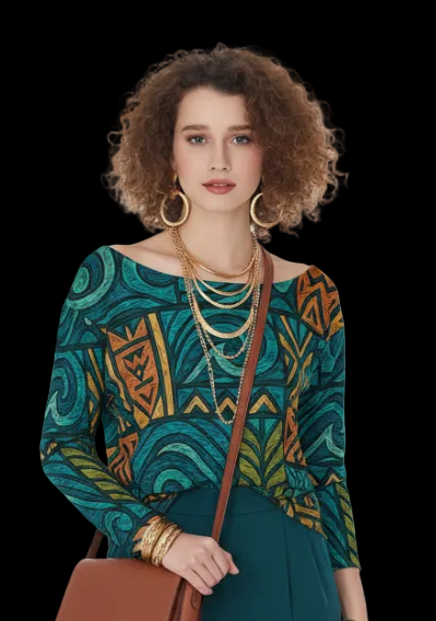 ‘Rapanui’  Women's Off-Shoulder Sweatshirt