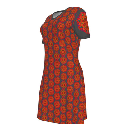 “Warm Hexa” Women's V Neck Dress|180GSM Cotton