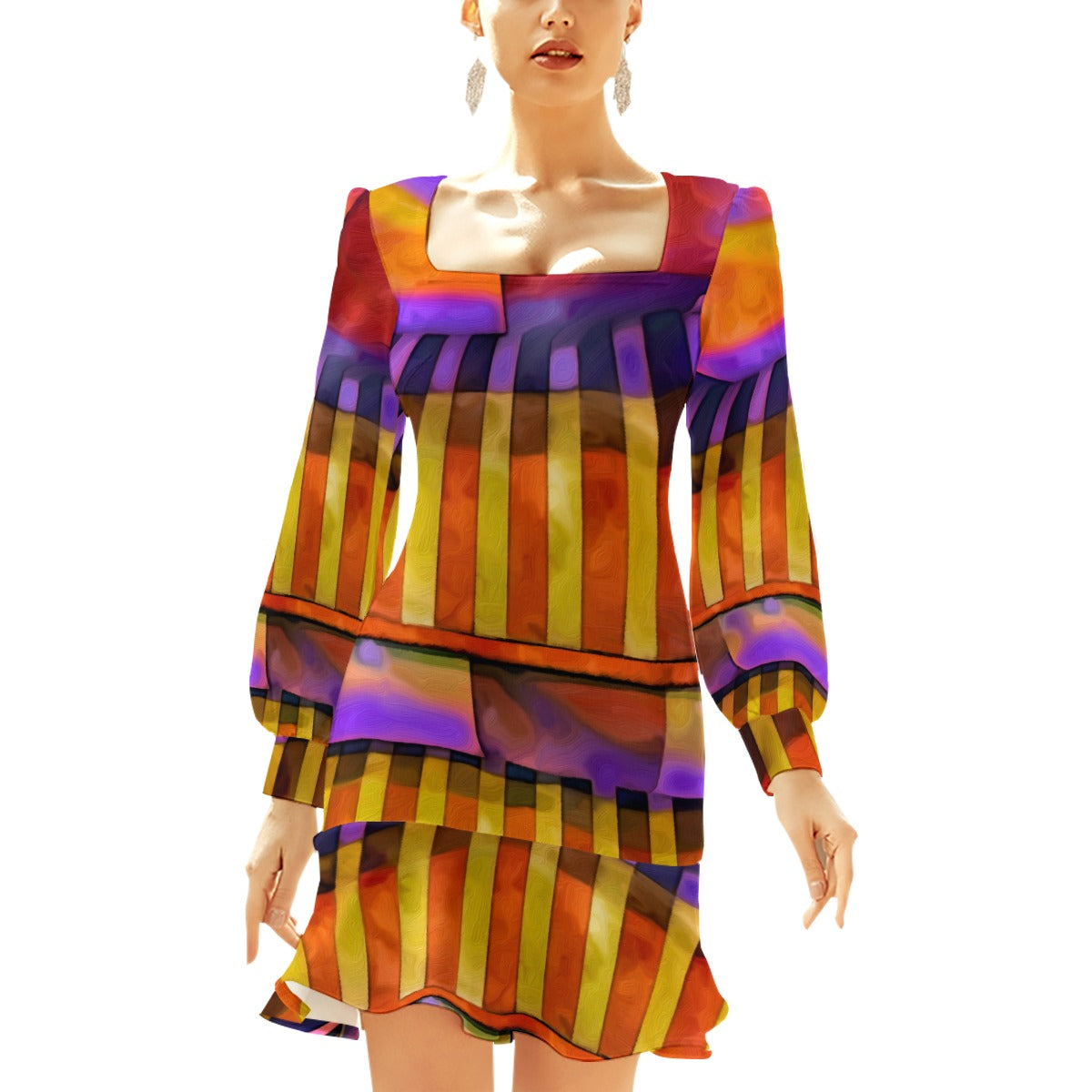 “Carnival” Women's Ruffle Hem Skinny Dress