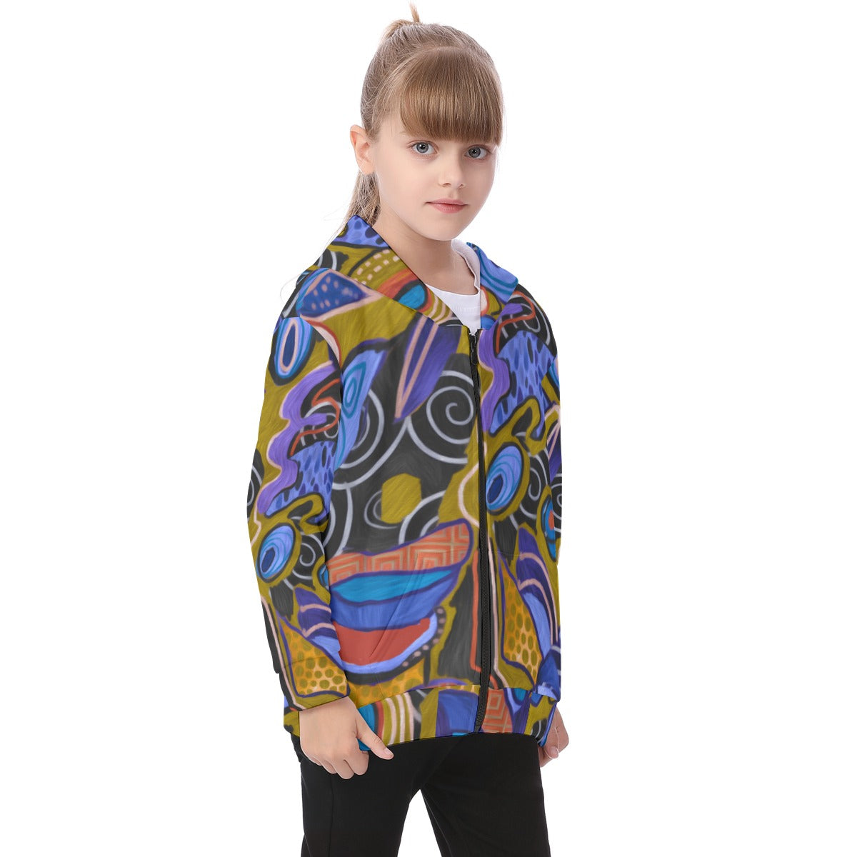 “Organic Echoes”  Kid's Heavy Fleece Zip Up Hoodie