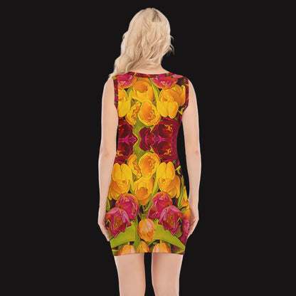 “Radiant Harmony” Women's O-neck Sleeveless Hip Skirt