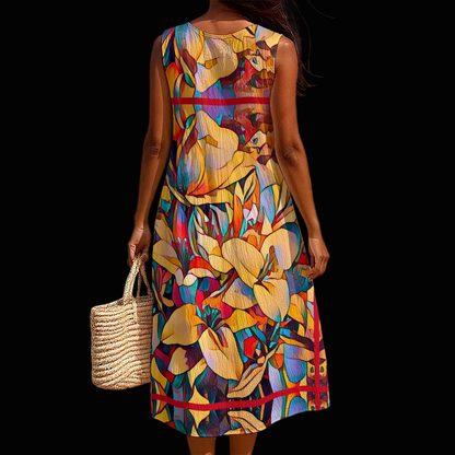 “Fragmented Bloom”  Women's Sleeveless Dress