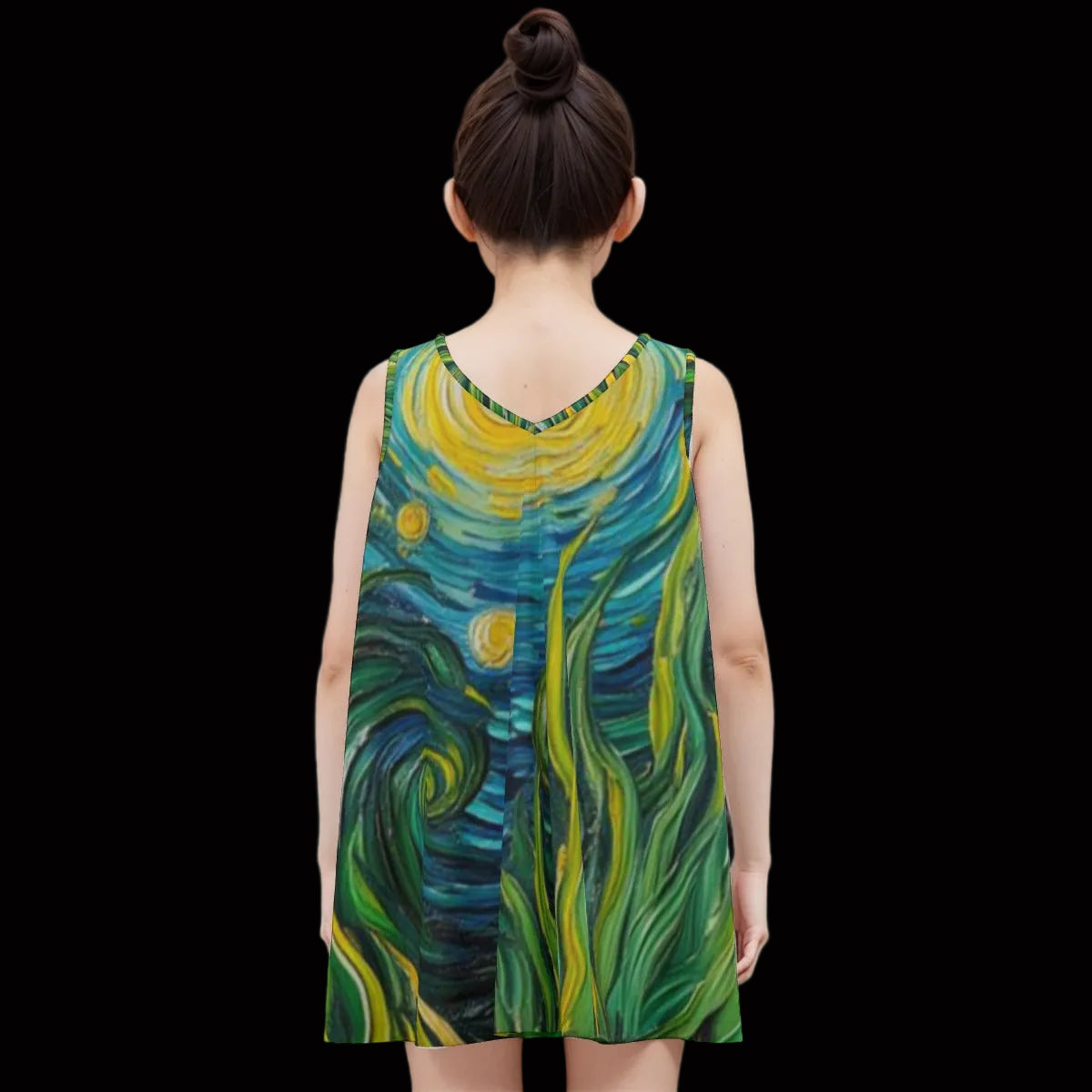 “Vincent Through the Seagrass” Kid's Sleeveless Dress | 180GSM Cotton