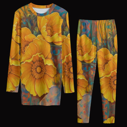 “Golden Cascade” Women's Side Split T-shirt Set