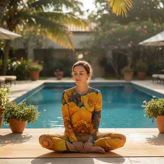 “Golden Cascade” Women's Side Split T-shirt Set