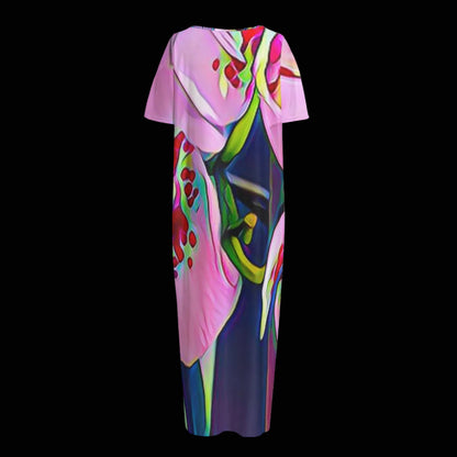 “Pink Orchid” Long Dress With Pocket