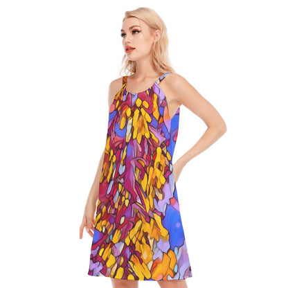 “The Language of Light” Women's O-neck Cami Dress | 190GSM Cotton