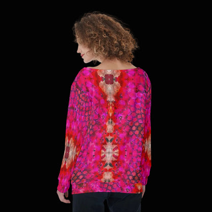 “Fuchsia Blast” Women's Off-Shoulder Sweatshirt