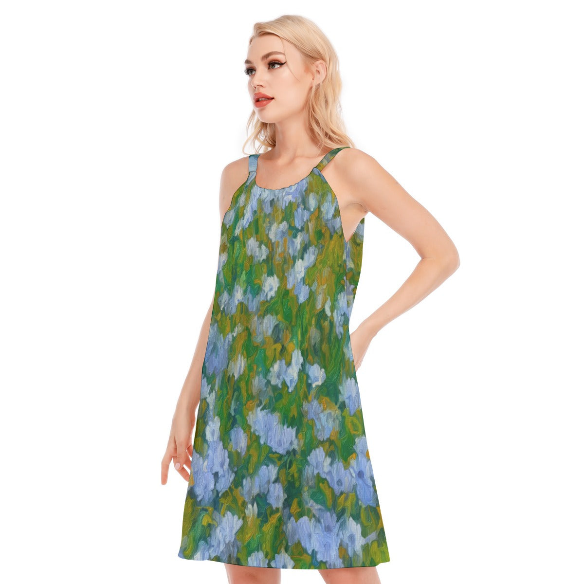 “Dreamscape Garden” Women's O-neck Cami Dress | 190GSM Cotton