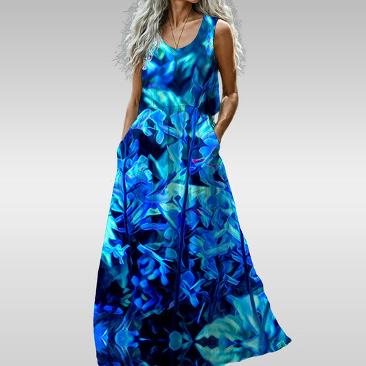 “Electric Blue” Women’s Sleeveless Maxi Dress