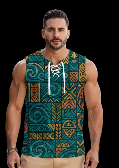 ‘Rapanui’ Men's Tank Top With Drawstring