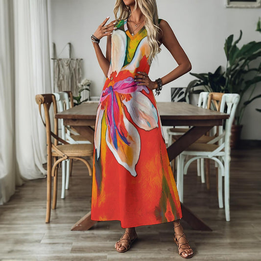 “Dietes” Women's V-Neck Long Dress