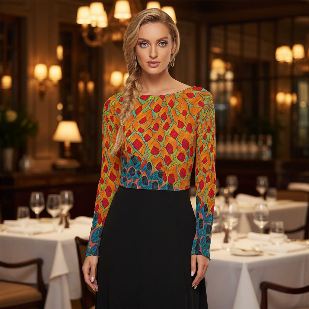 “Fractured Sunset” Mesh Long Sleeve T-shirt