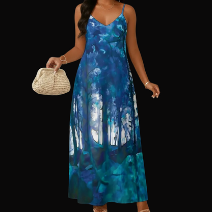 “Blue Forest“ Women's Elegant V-Neck Maxi Dress