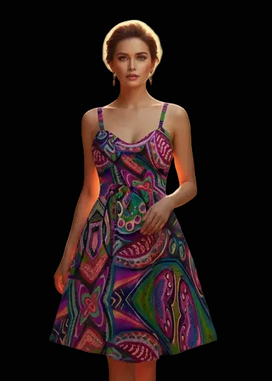 “Colour Burst” Women's Spaghetti Strap Dress