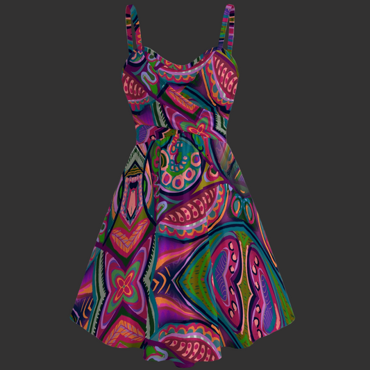 “Colour Burst” Women's Spaghetti Strap Dress