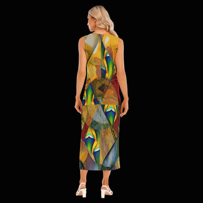 “Earthen Tessellation”  Women's Tank Top Long Dress