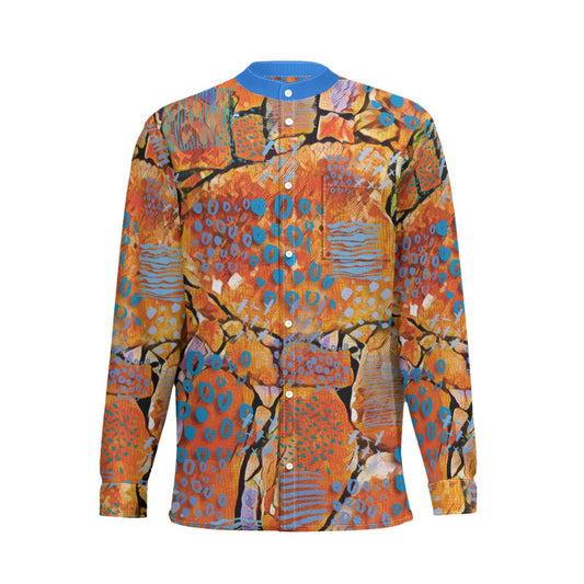 “Azure Canyon” Business Long-Sleeved Imitation Linen Shirt