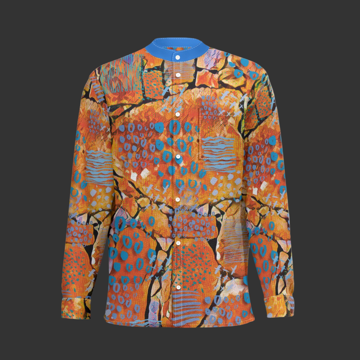 “Azure Canyon” Business Long-Sleeved Imitation Linen Shirt