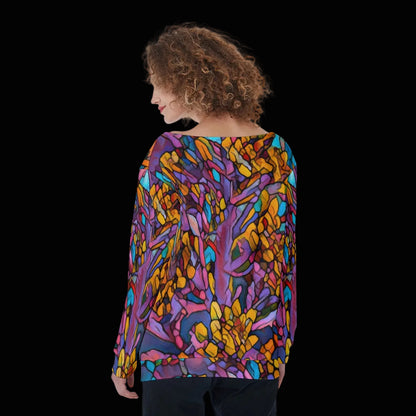 “Mosaic Pulse” Women's Off-Shoulder Sweatshirt