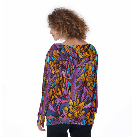 “Mosaic Pulse” Women's Off-Shoulder Sweatshirt