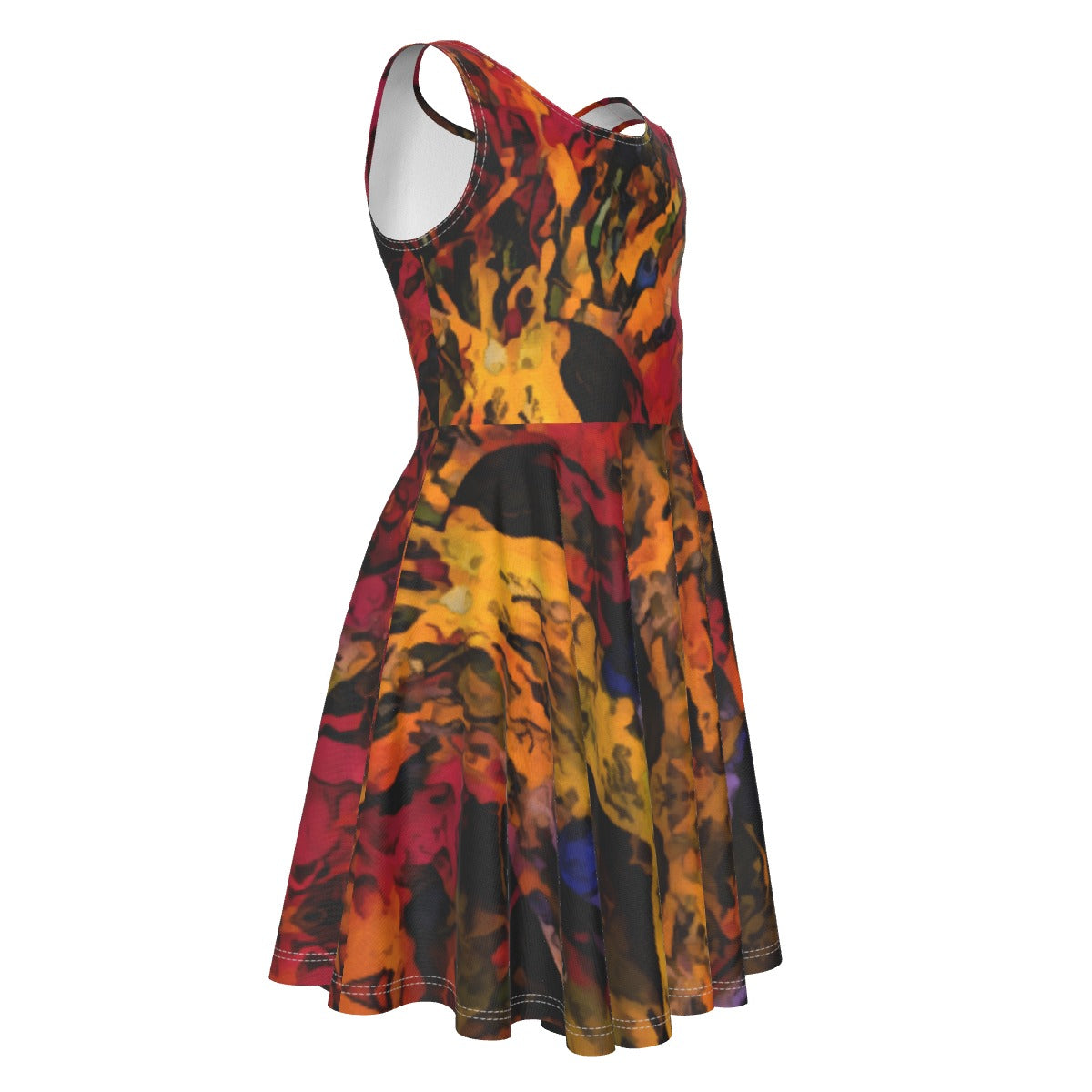 “Golden Flux”  Kid's Sleeveless Vest Dress