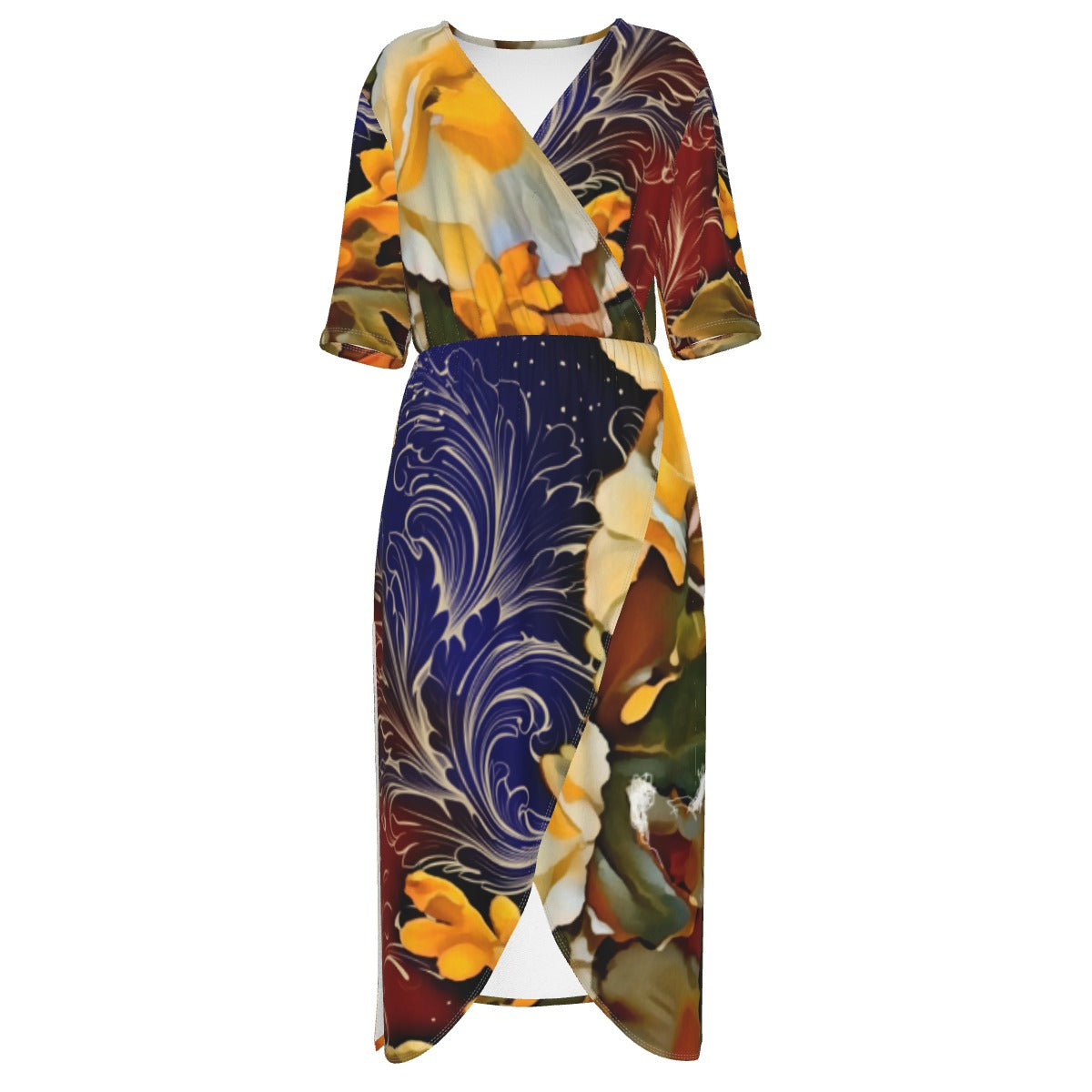 “Solara” Women's Short Sleeve V-neck Dress