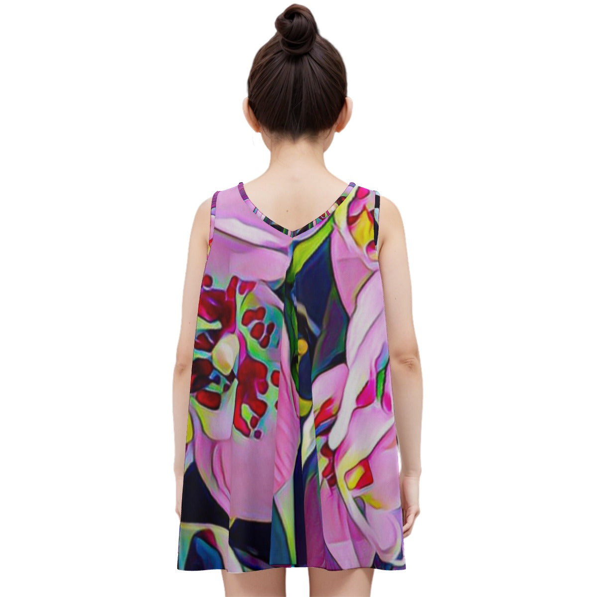 “Pink Orchid” Kid's Sleeveless Dress | 180GSM Cotton