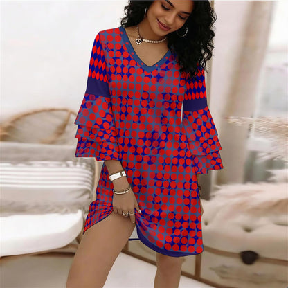 “Selene” Women's Stacked Ruffle Sleeve Dress