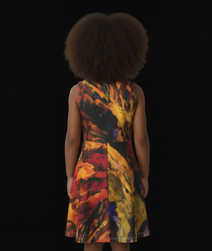 “Golden Flux”  Kid's Sleeveless Vest Dress