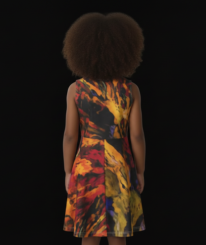 “Golden Flux”  Kid's Sleeveless Vest Dress
