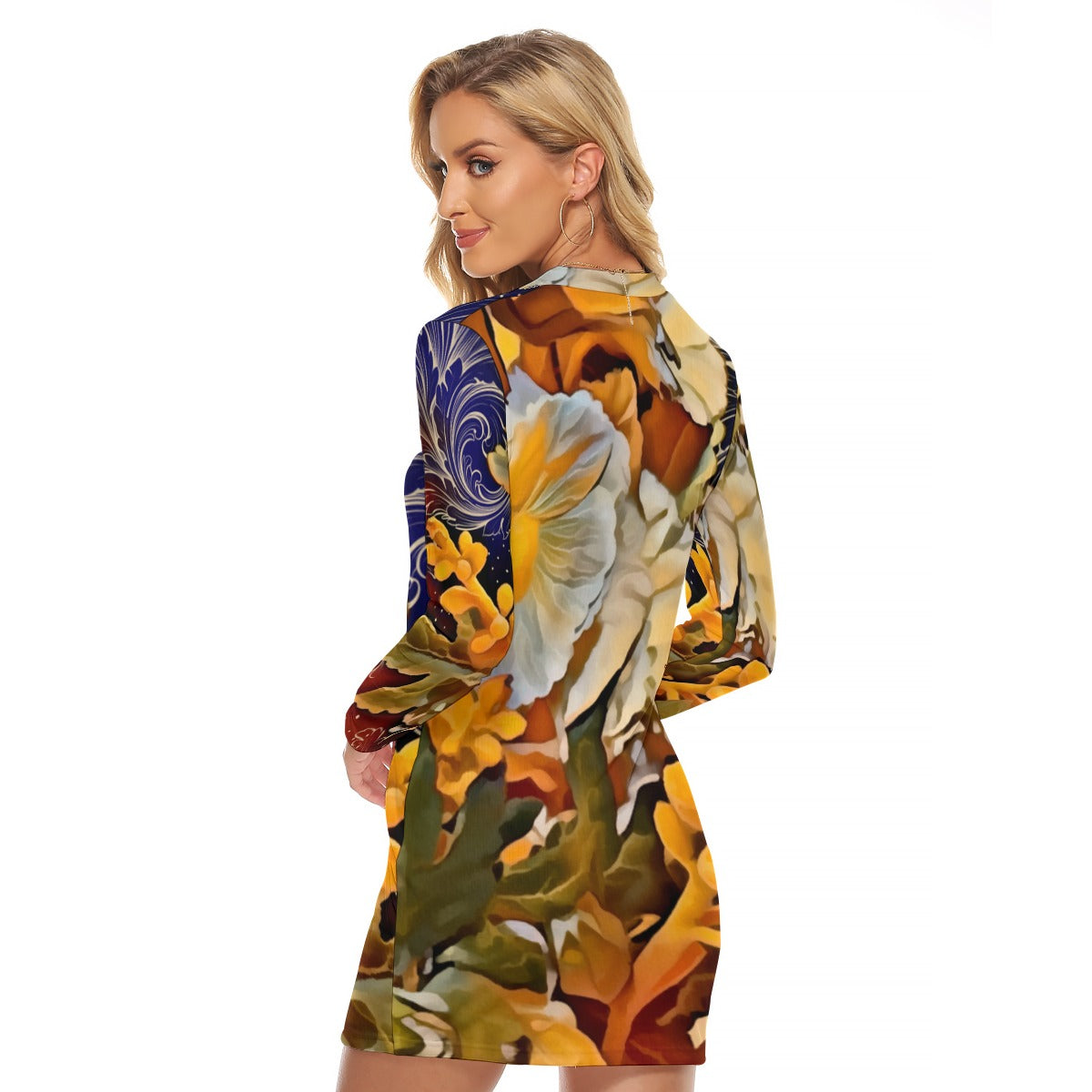 “Solara” Women's Zip Front Tight Dress