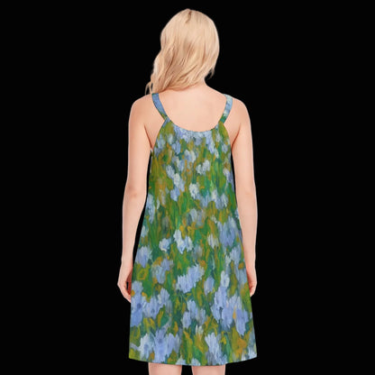 “Dreamscape Garden” Women's O-neck Cami Dress | 190GSM Cotton