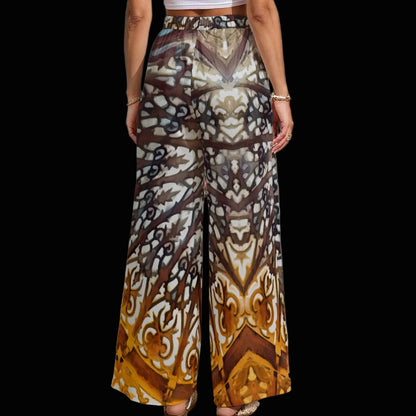 “Gothic Rose”  Women's Lightweight Wide-Leg Pants With Pockets