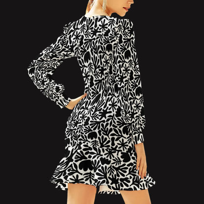 “Monochrome” Women's Ruffle Hem Skinny Dress